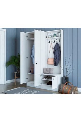 Meuble d'entrée 4 portes - 119,6 x 32,7 x 182,8 cm