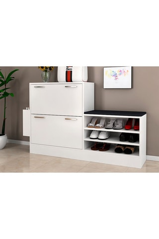 Meuble à chaussures 2 abattants Trend - 80 x 31 x 130 cm