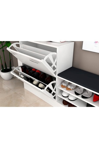 Meuble à chaussures 2 abattants Trend - 80 x 31 x 130 cm