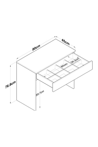Coiffeuse 1 tiroir - 90 x 76,8 x 45 cm