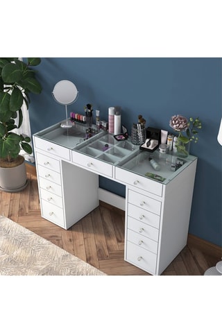 Coiffeuse 13 tiroirs - 120 x 79,8 x 44,5 cm