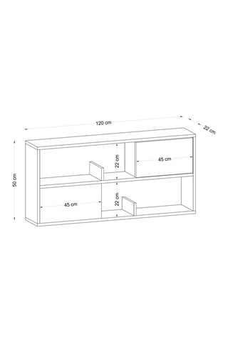 Etagère murale 2 portes - 120 x 50 x 22 cm