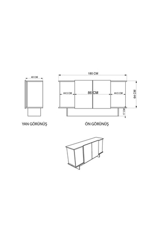 Buffet 4 portes Diana - 180 x 81 x 40 cm