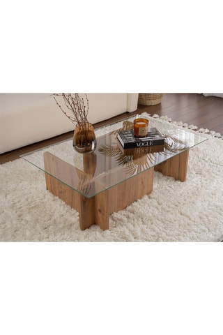 Table basse Flavio  - Plateau en verre trempé - 105 x 30 x 65 cm