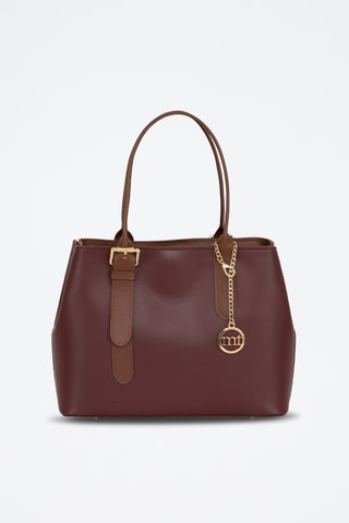 Sac à main en cuir Bordeaux et marron
