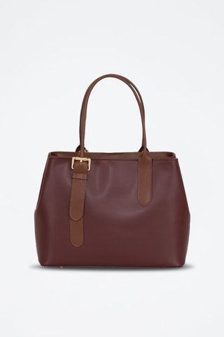 Sac à main en cuir Bordeaux et marron