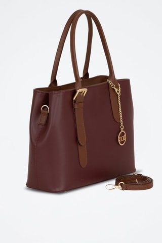 Sac à main en cuir Bordeaux et marron