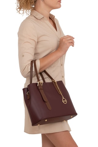 Sac à main en cuir Bordeaux et marron