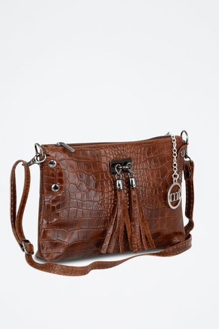 Sac bandoulière en cuir Aban Marron foncé