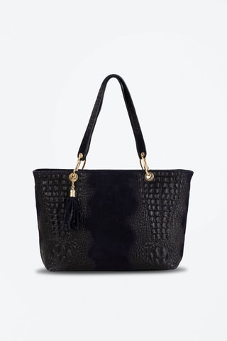 Sac porté épaule en cuir Cilento - Bleu foncé et noir