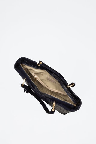 Sac porté épaule en cuir Cilento - Bleu foncé et noir