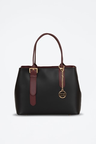 Sac à main en cuir Camerino - Noir et bordeaux