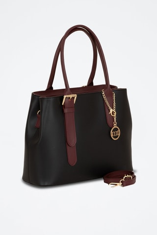 Sac à main en cuir Camerino - Noir et bordeaux