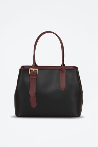 Sac à main en cuir Camerino - Noir et bordeaux