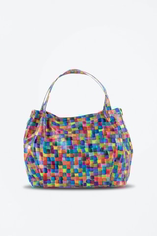 Sac à main en cuir Vittuone - Turquoise et moutarde