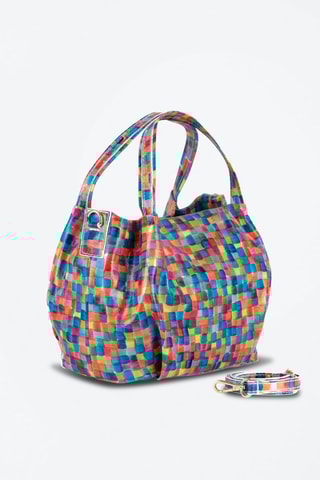 Sac à main en cuir Vittuone - Turquoise et moutarde