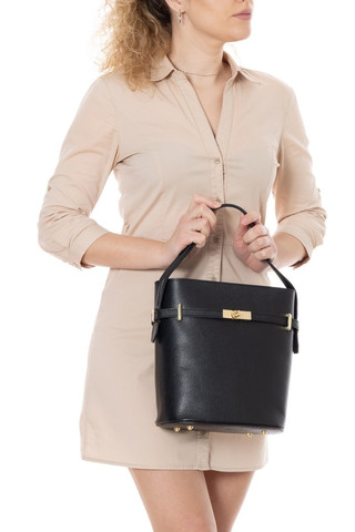 Sac seau en cuir Lattanzio - Noir