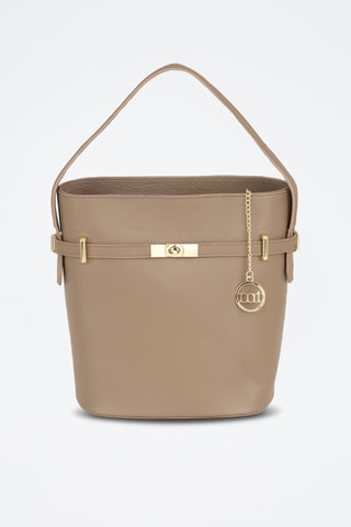 Sac seau en cuir Lattanzio - Taupe