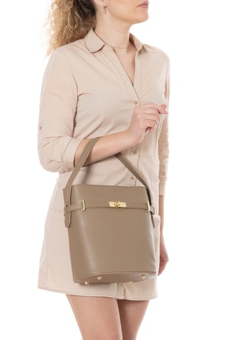 Sac seau en cuir Lattanzio - Taupe