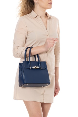 Sac à main en cuir Fraccaroli - Bleu marine