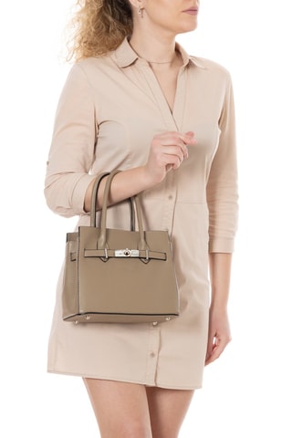 Sac à main en cuir Fraccaroli - Taupe