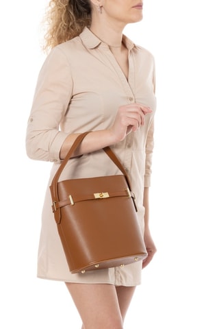 Sac seau en cuir Lattanzio - Marron