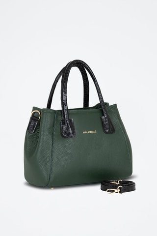 Sac à main en cuir Conchetta - Vert et noir