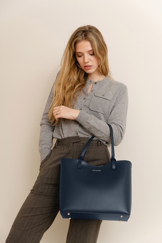 Sac à main en cuir Aspromonte - Bleu marine