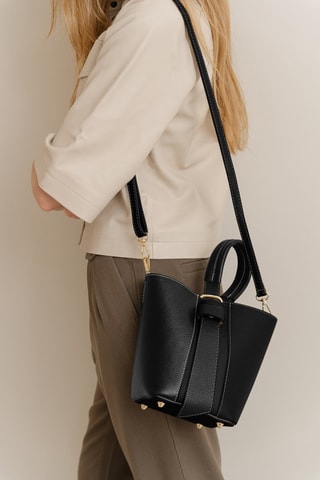 Sac seau et pochette en cuir Inama - Noir