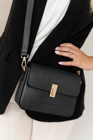 Sac bandoulière en cuir  - Noir