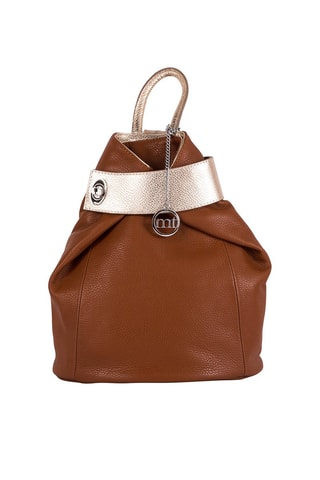 Sac à dos en cuir Sirietto - Marron et argenté