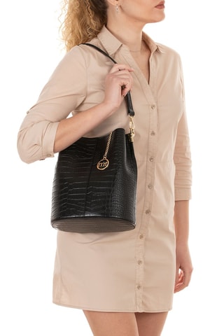 Sac seau en cuir Bacone - Noir