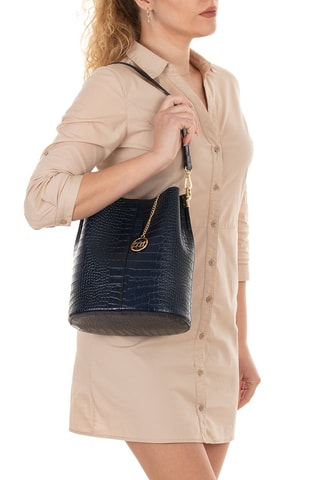 Sac seau en cuir Bacone - Bleu