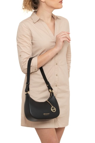 Sac porté épaule en cuir Farnese - Noir