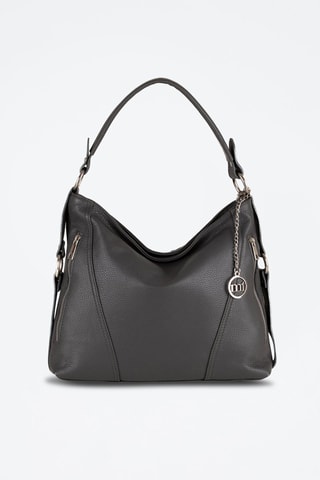 Sac porté épaule en cuir Castello - Gris