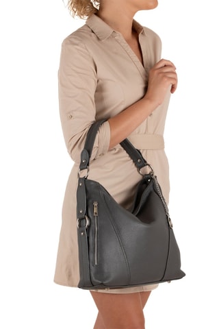 Sac porté épaule en cuir Castello - Gris