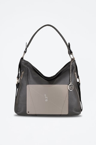 Sac porté épaule en cuir Castello - Gris