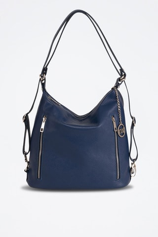 Sac porté épaule en cuir Giulianova - Bleu marine