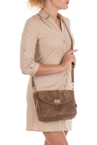 Sac bandoulière en cuir Dergano - Taupe