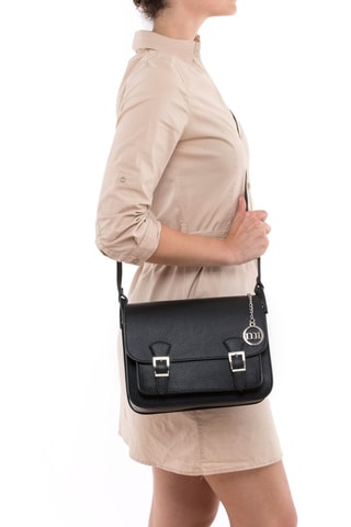 Sac bandoulière en cuir Ontani - Noir et argenté