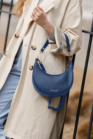Sac porté épaule en cuir Carabelli - Bleu