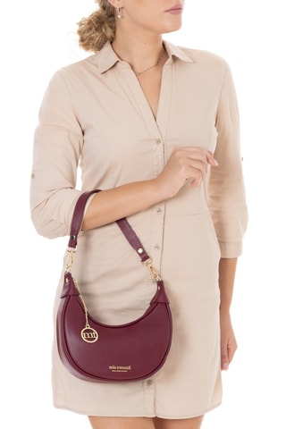 Sac porté épaule en cuir Carabelli - Bordeaux