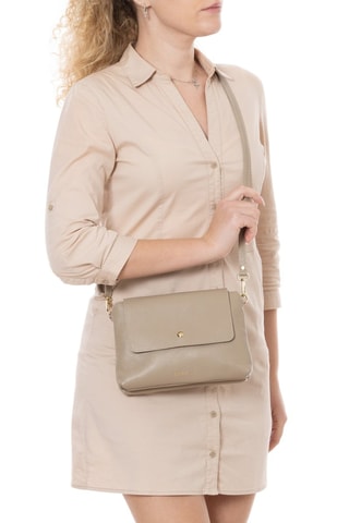 Sac bandoulière en cuir Fonzaso - Taupe