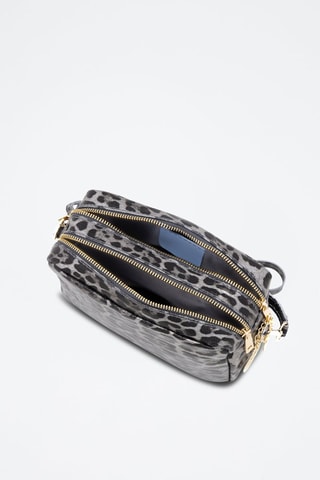 Sac bandoulière en cuir Caltanissetta - Noir et gris