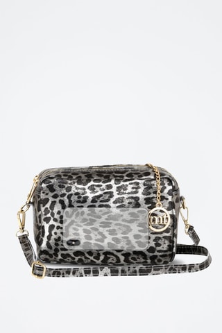 Sac bandoulière en cuir Caltanissetta - Noir et gris