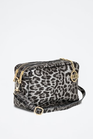 Sac bandoulière en cuir Caltanissetta - Argenté et noir