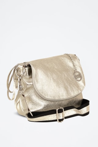 Sac bandoulière en cuir Pontida - Noir et argenté