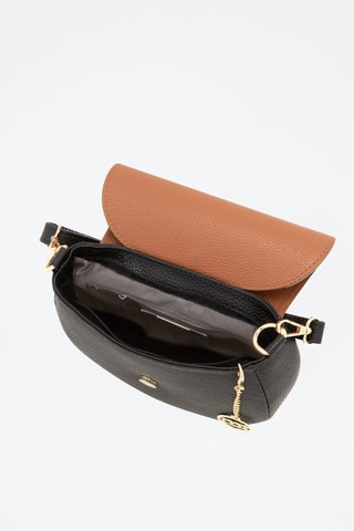 Sac bandoulière en cuir 
Noir et camel