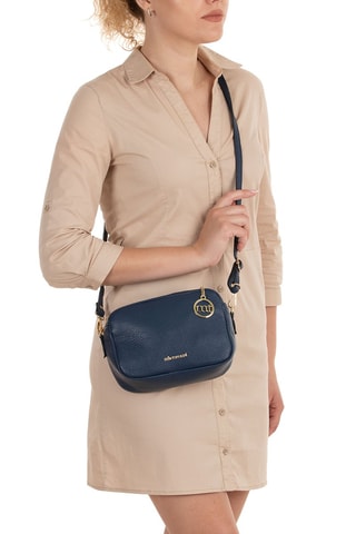 Sac bandoulière en cuir Astolfo - Bleu marine