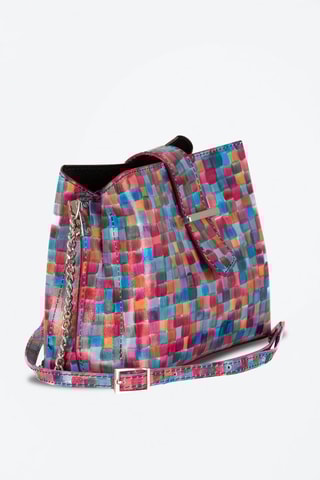 Sac bandoulière en cuir Frascati - Bleu et rouge